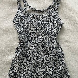 Old Navy Blue and White Floral Tank Top